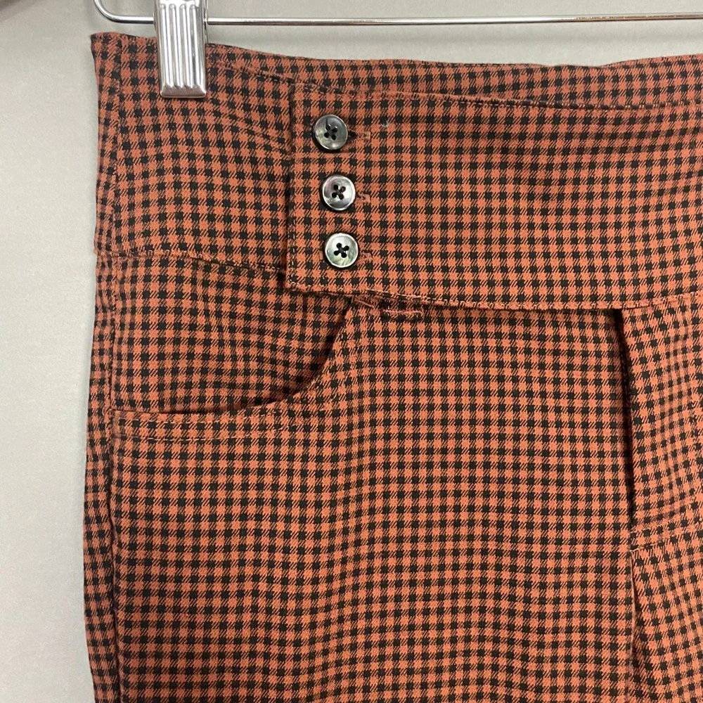 Urban Outfitters Pants Gingham Plaid Black Brown Flared Leg Size 2 Preppy Retro